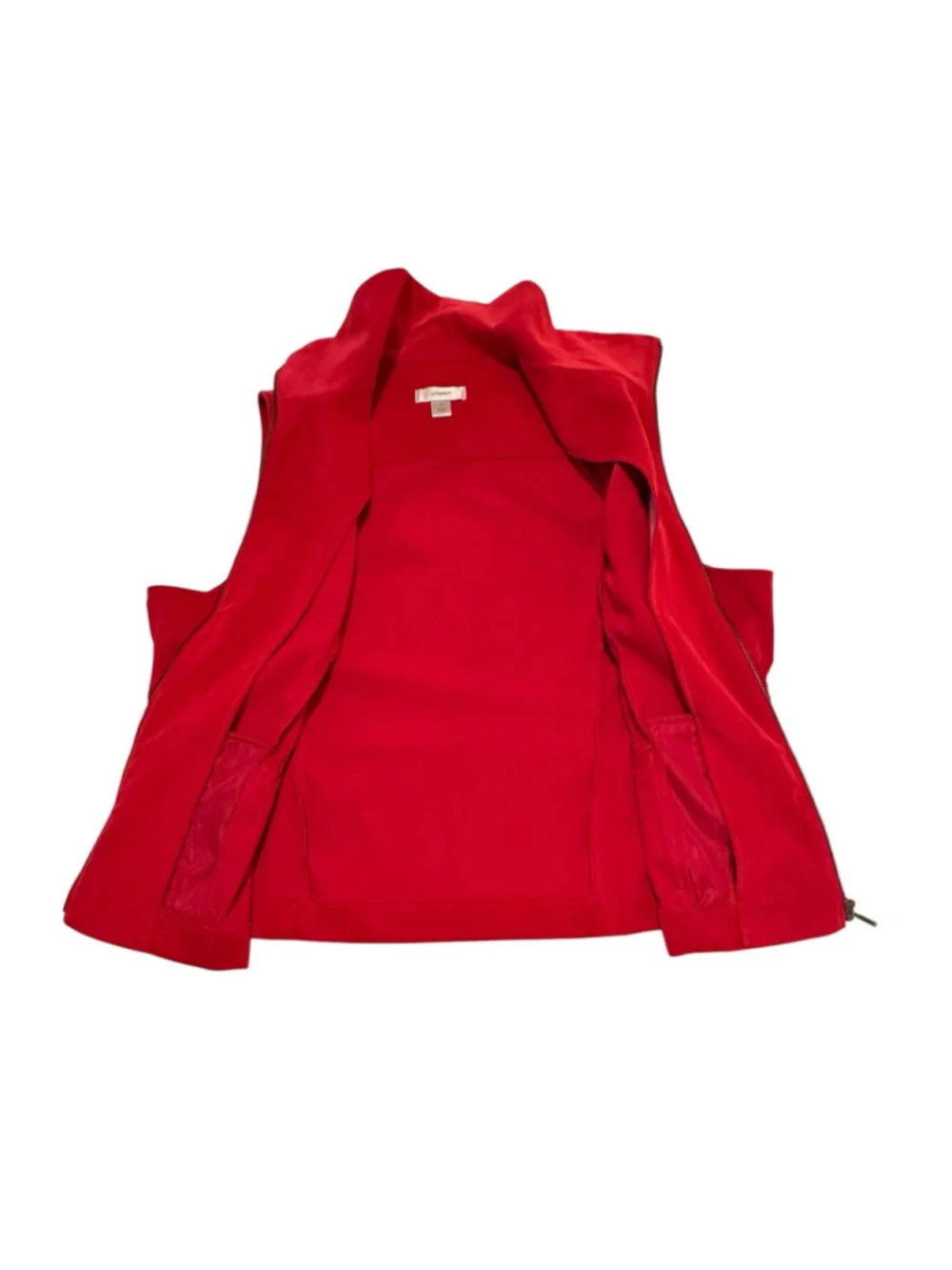CJ Christopher Banks Corduroy Vest Womens 2X RED Lightweight High Neck Zipper